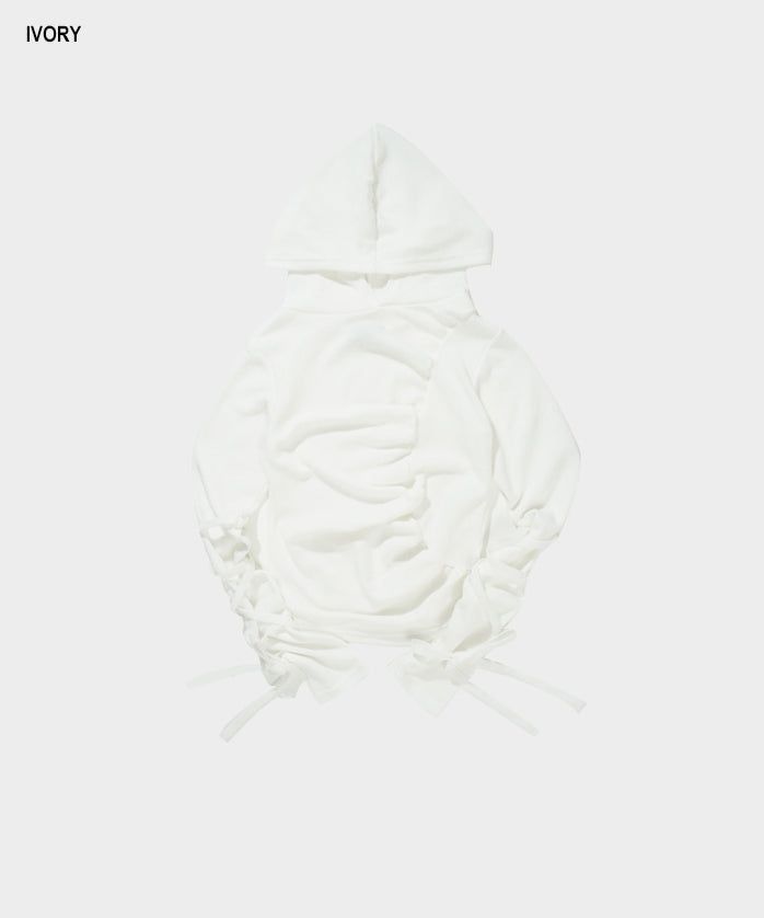 Ballet shirring hooded top