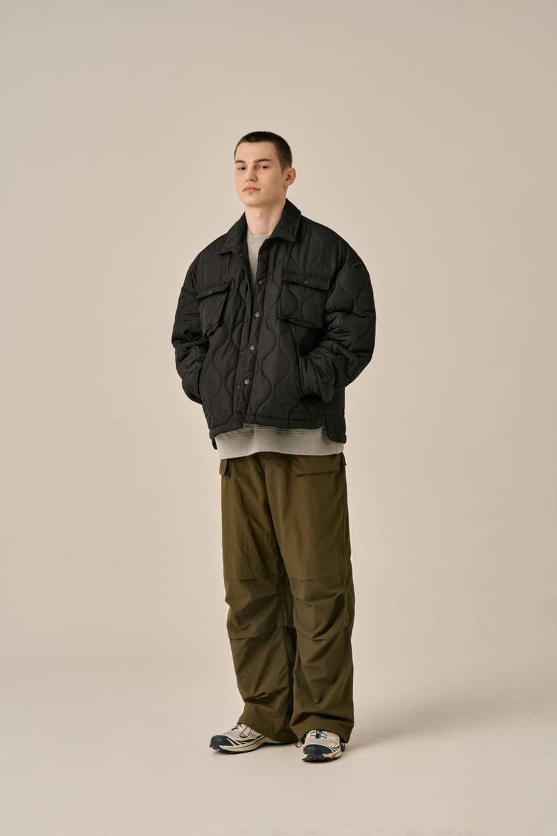 QUILTING SHIRT JACKET - BLACK
