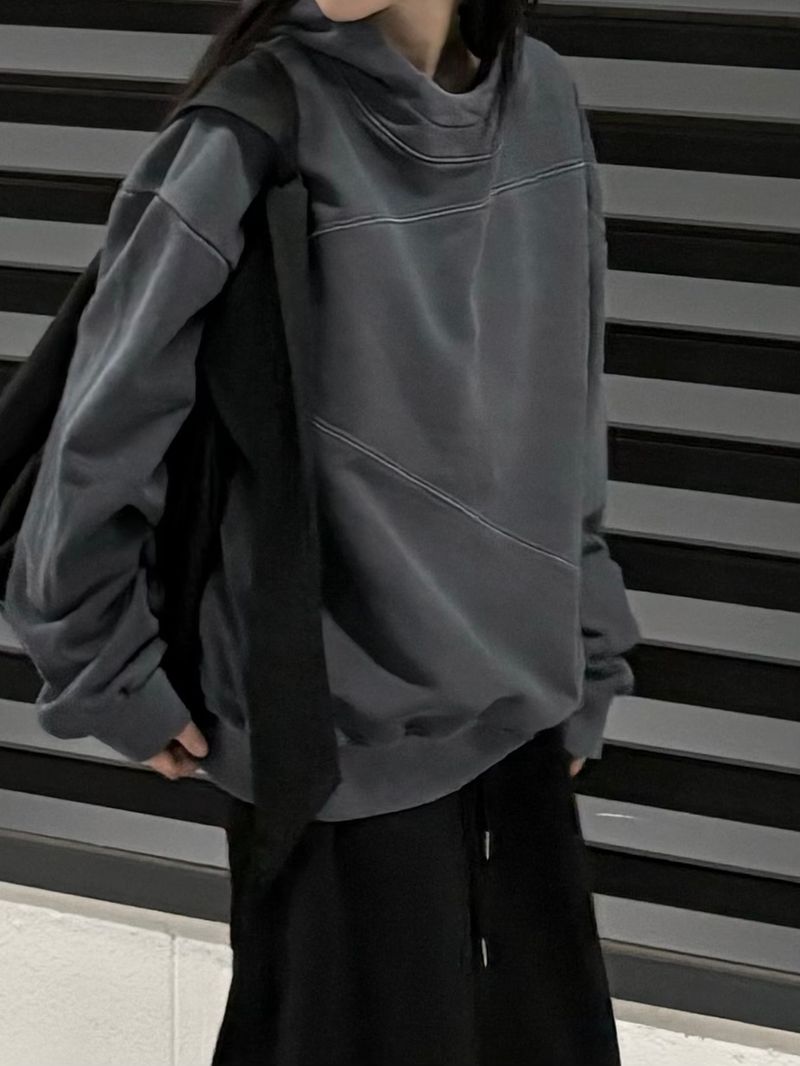 slant cutline pigment hoodie