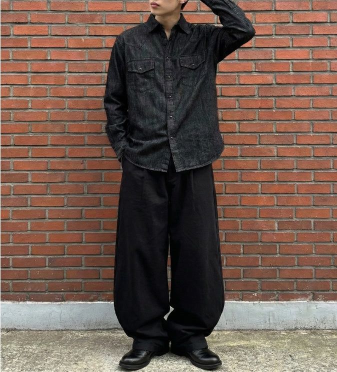 Standard Western Denim Shirt Black