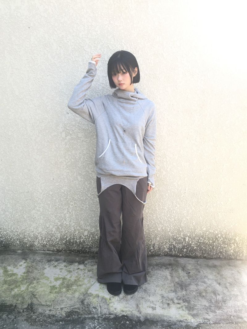 highneck loose waffle hood