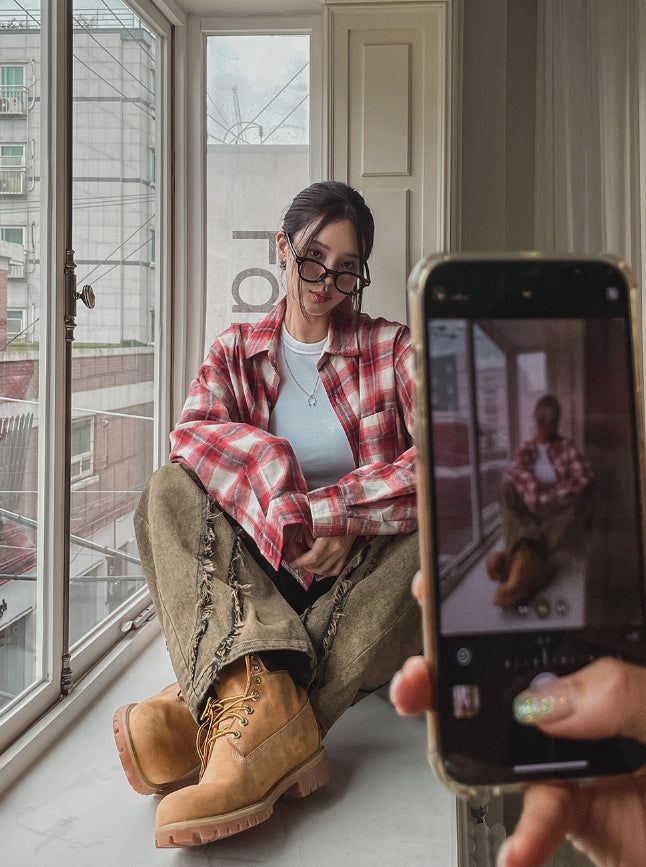 Motsu Loose Fit Checkered Shirt