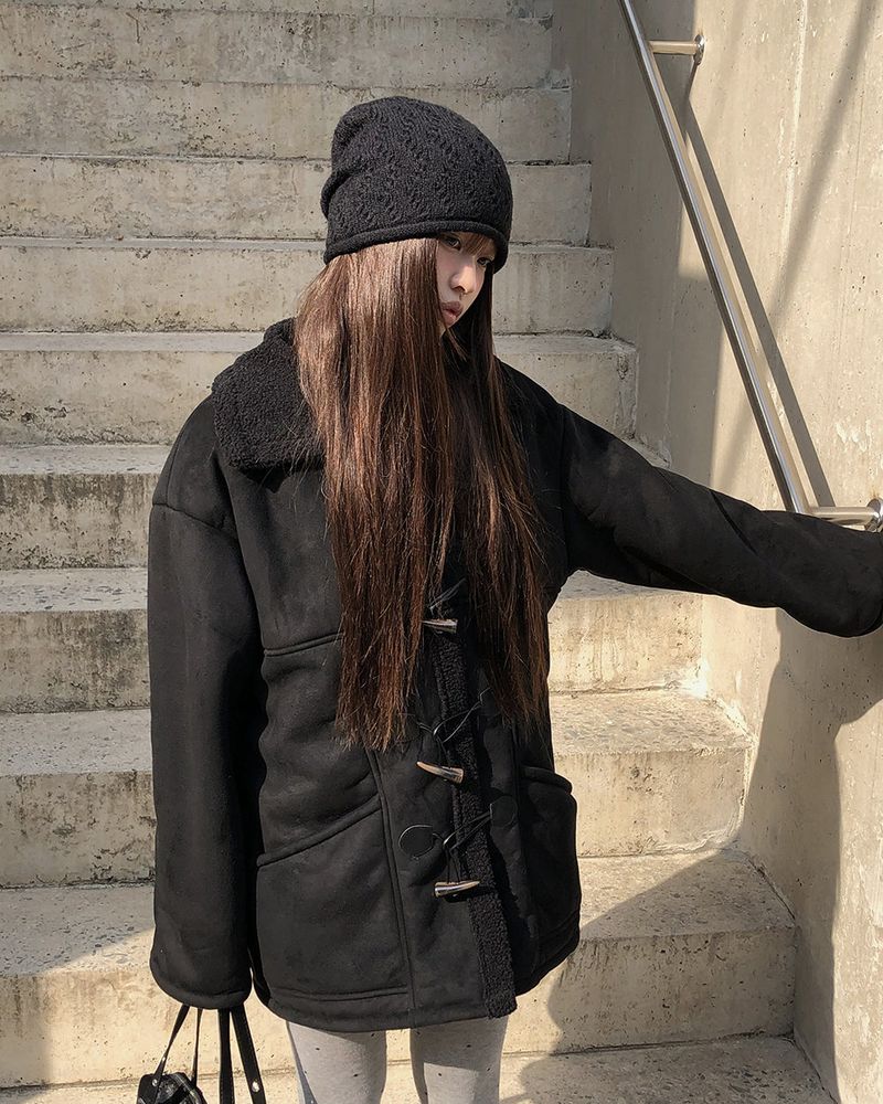 Ribin Shearling Toggle Midi Mustang Coat