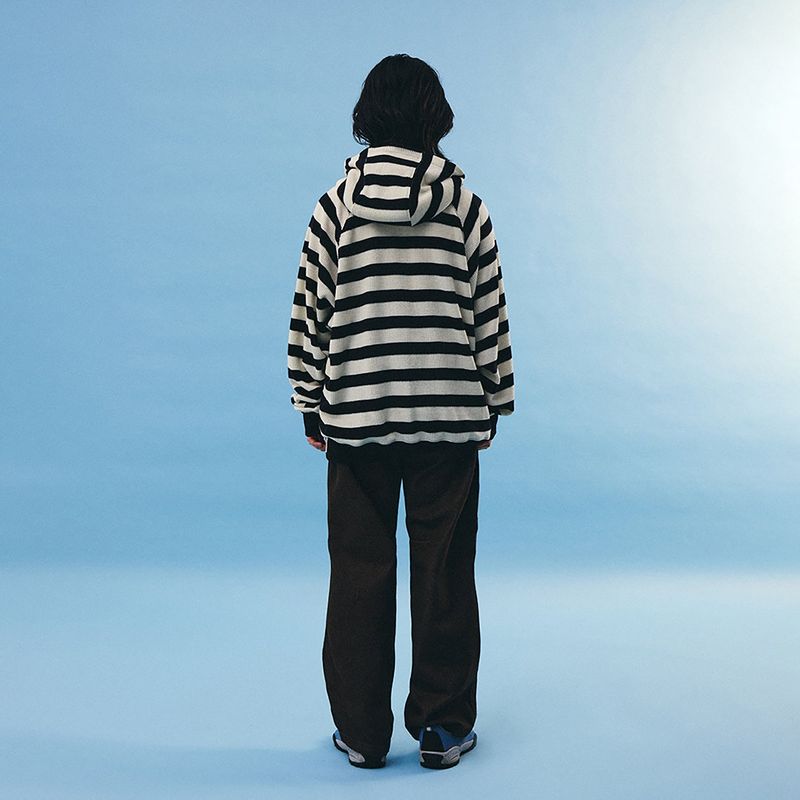 Striped knit balaclava muffler / Ivory black