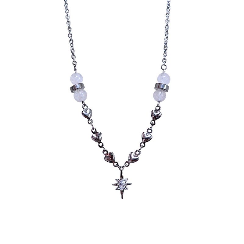 Crystal Heart White Jade Gemstone Necklace