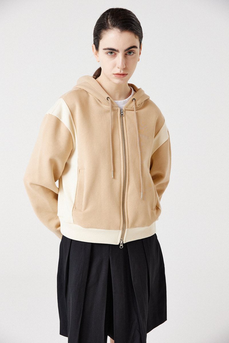 side-rib zip-up hoodie_beige/cream