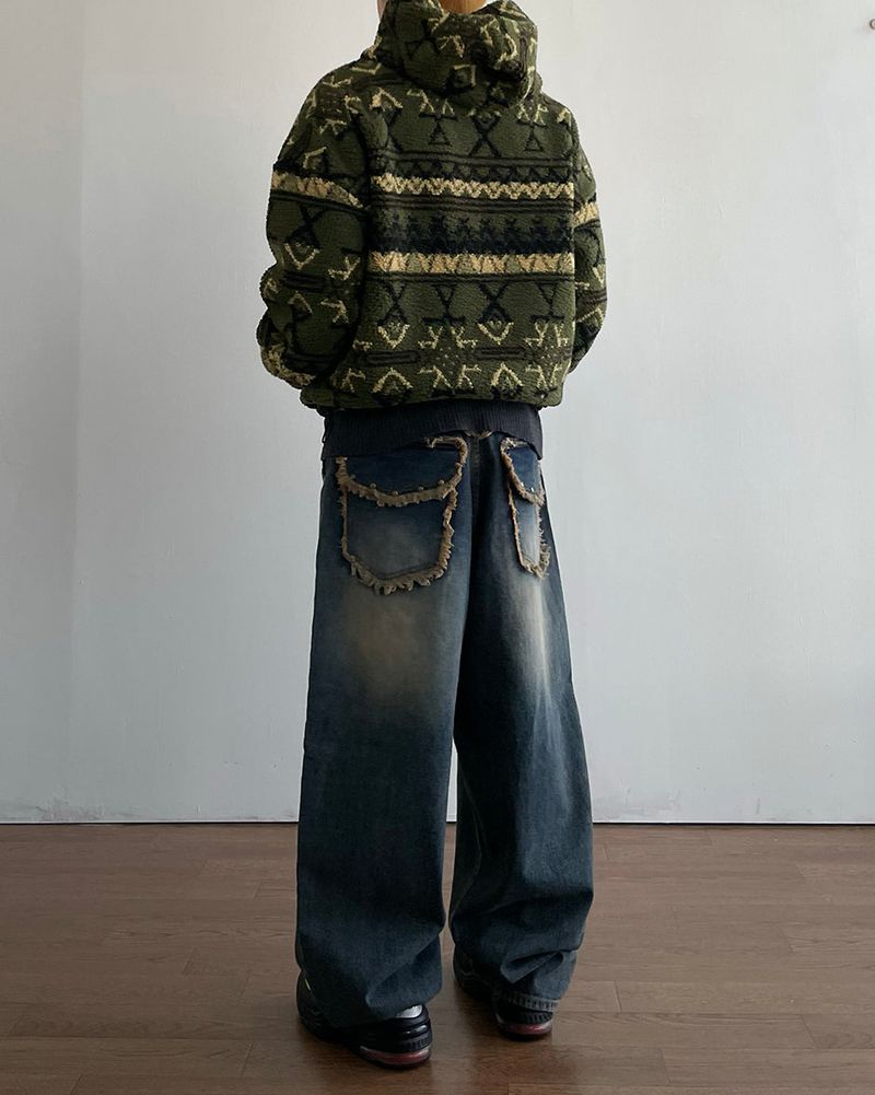 Jacquard Fleece Hooded Jumper
