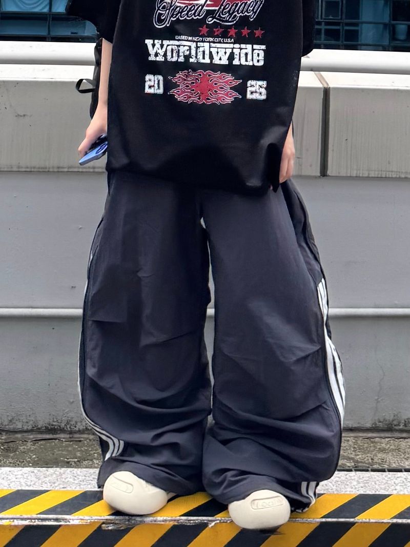 half track side zipper pants