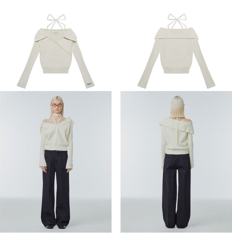 Strap one-shoulder sweater