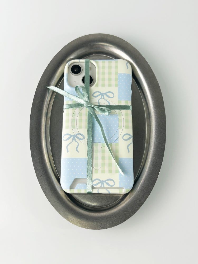 Ribbon Pattern Magsafe Card Hard Case(Blue)