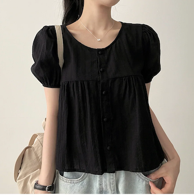 Bert Puff Sleeve Short Sleeve Blouse