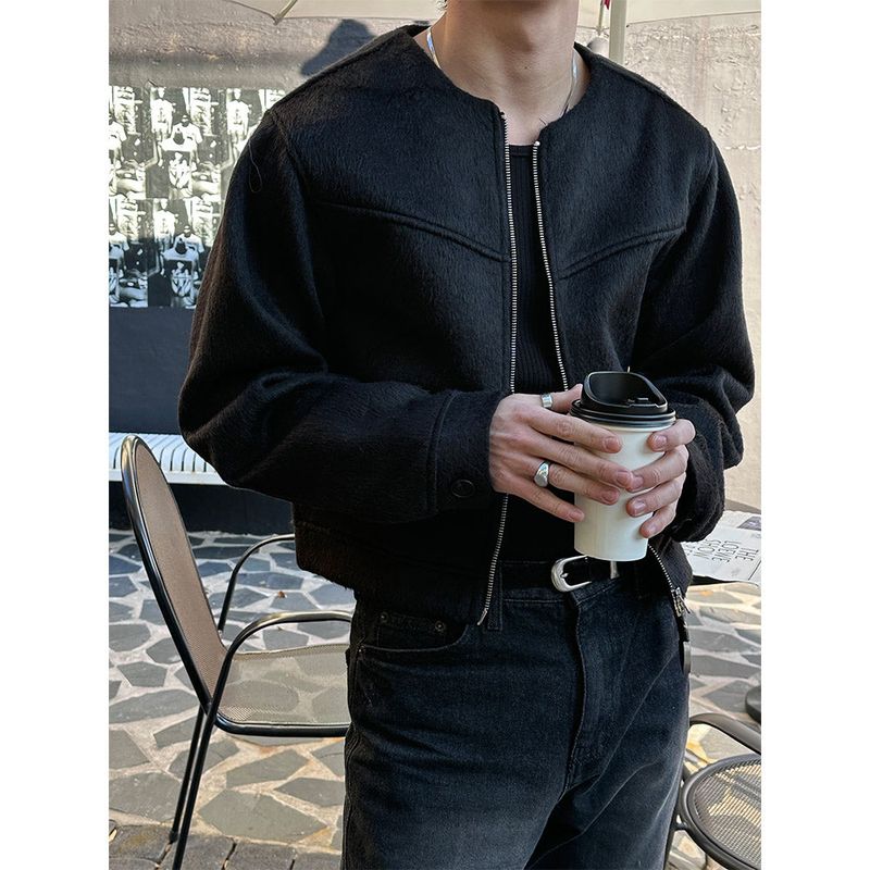 [F/W] Wool roundneck crop jacket(2color)