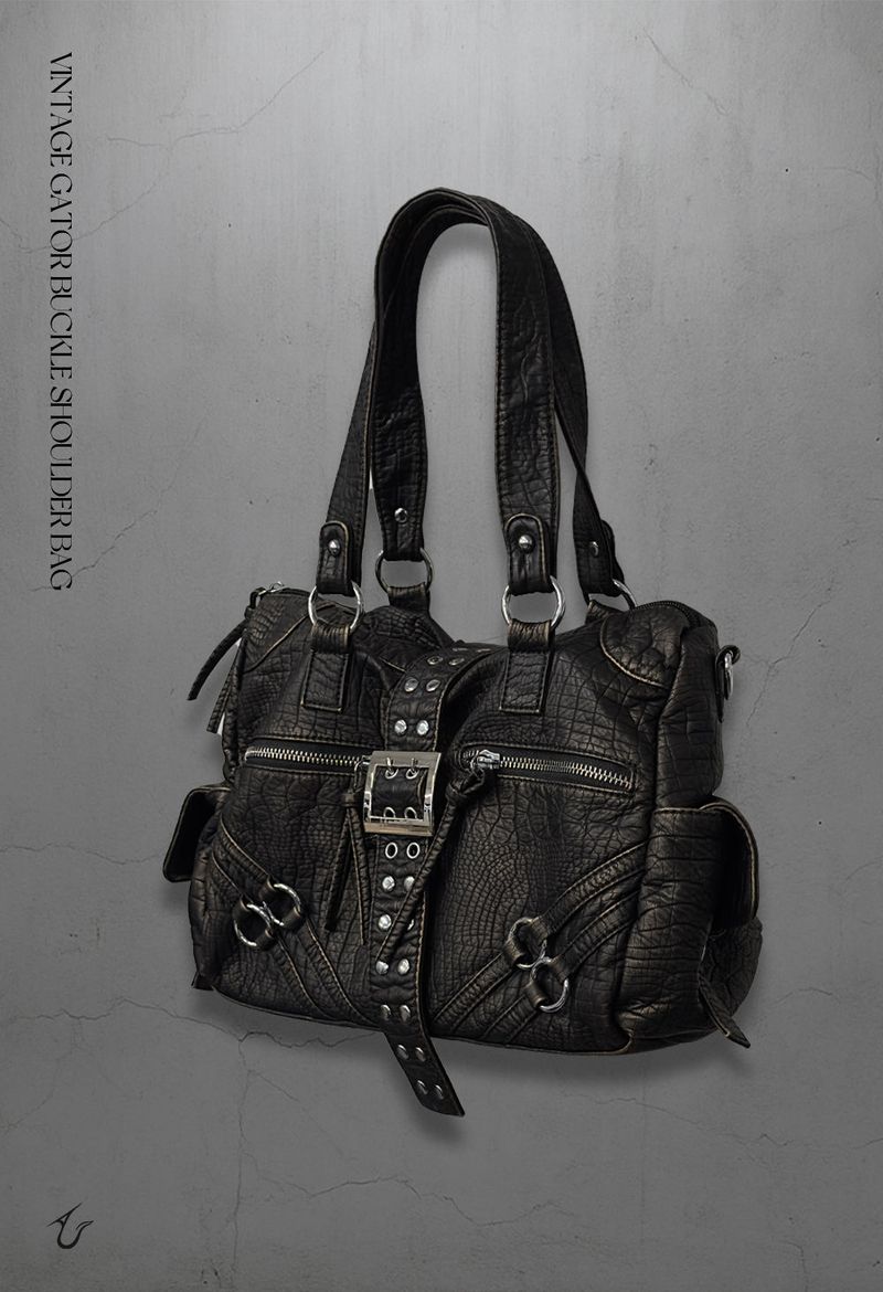 vintage gator buckle shoulder bag