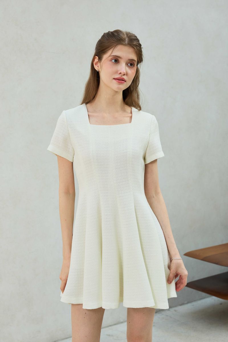 LANI TWEED DRESS / WHITE