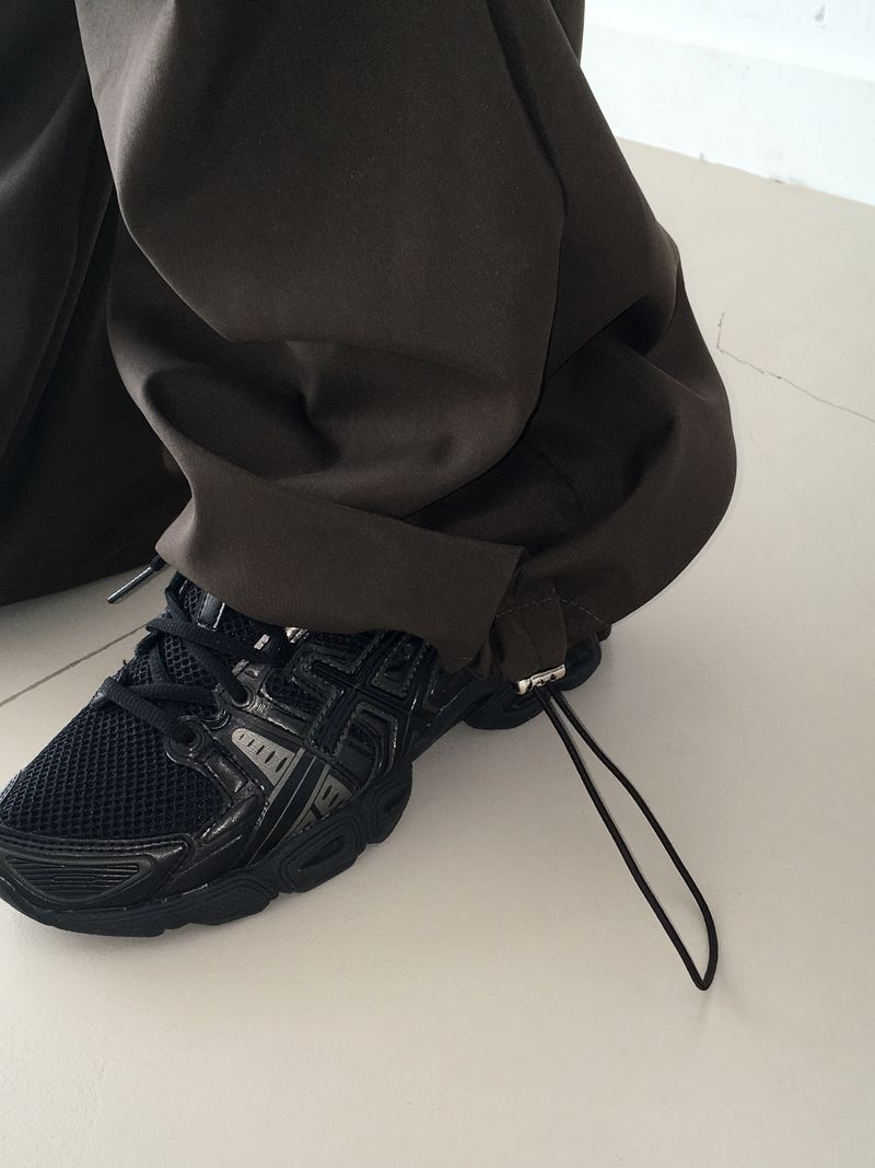 [BASIC/LONG] Adik Double Pocket Pintuck Cargo Two-Way Long Wide Jogger Pants
