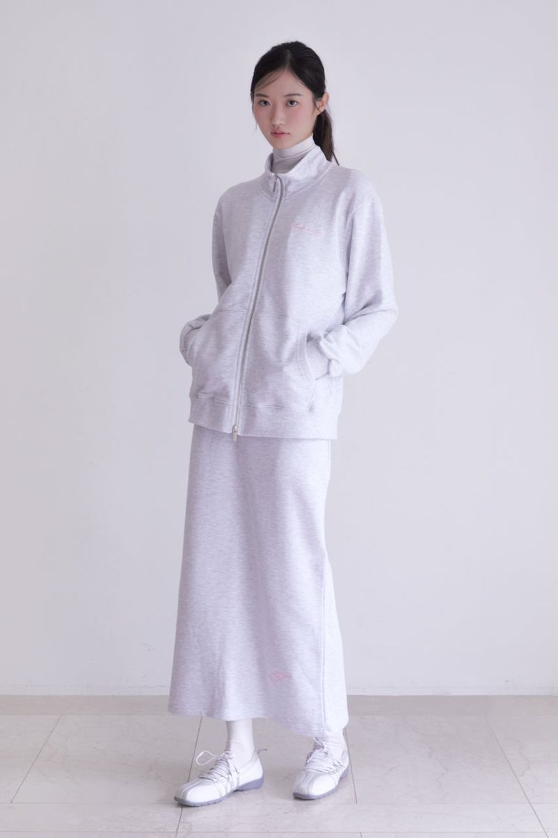 Lettering half neck two-way zip-up (W-MELANGE)