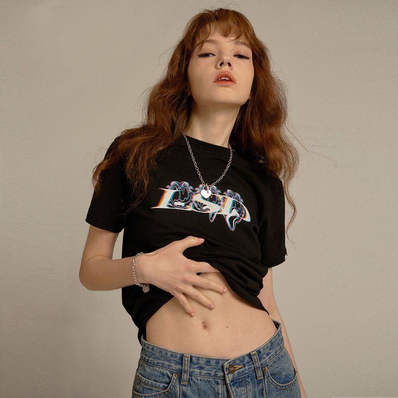 ULKIN（オルキン）の「LSD Garfield Hologram T-shirt_Black（Tops）」
