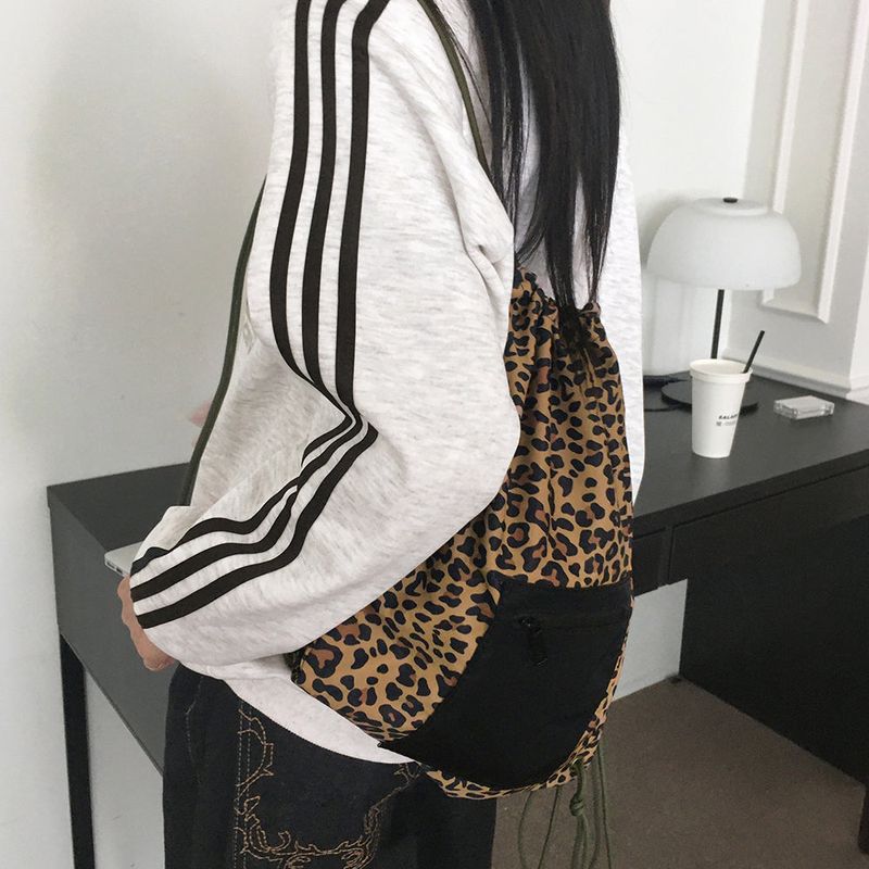 Vintzn Leopard Pocket String Backpack