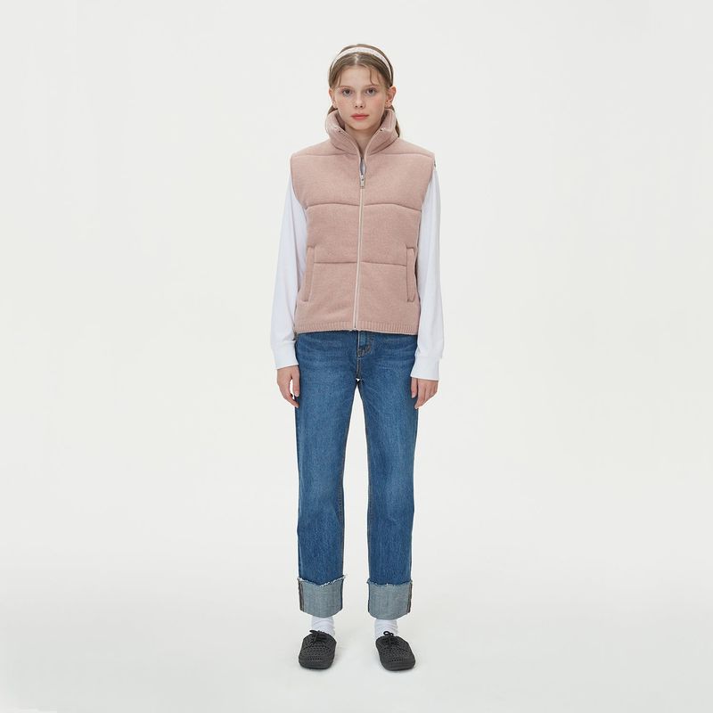 WARM PUFFER KNIT PADDING VEST_PINK