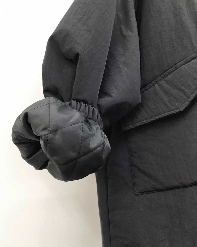 Matte Snap Hooded Padded Jacket (2 Colors)