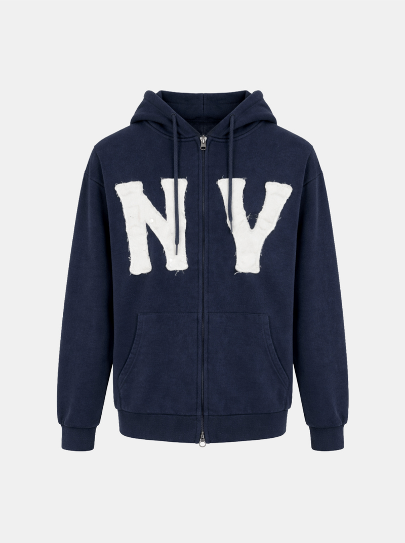 NY Lettering Cotton Hood Zip-up