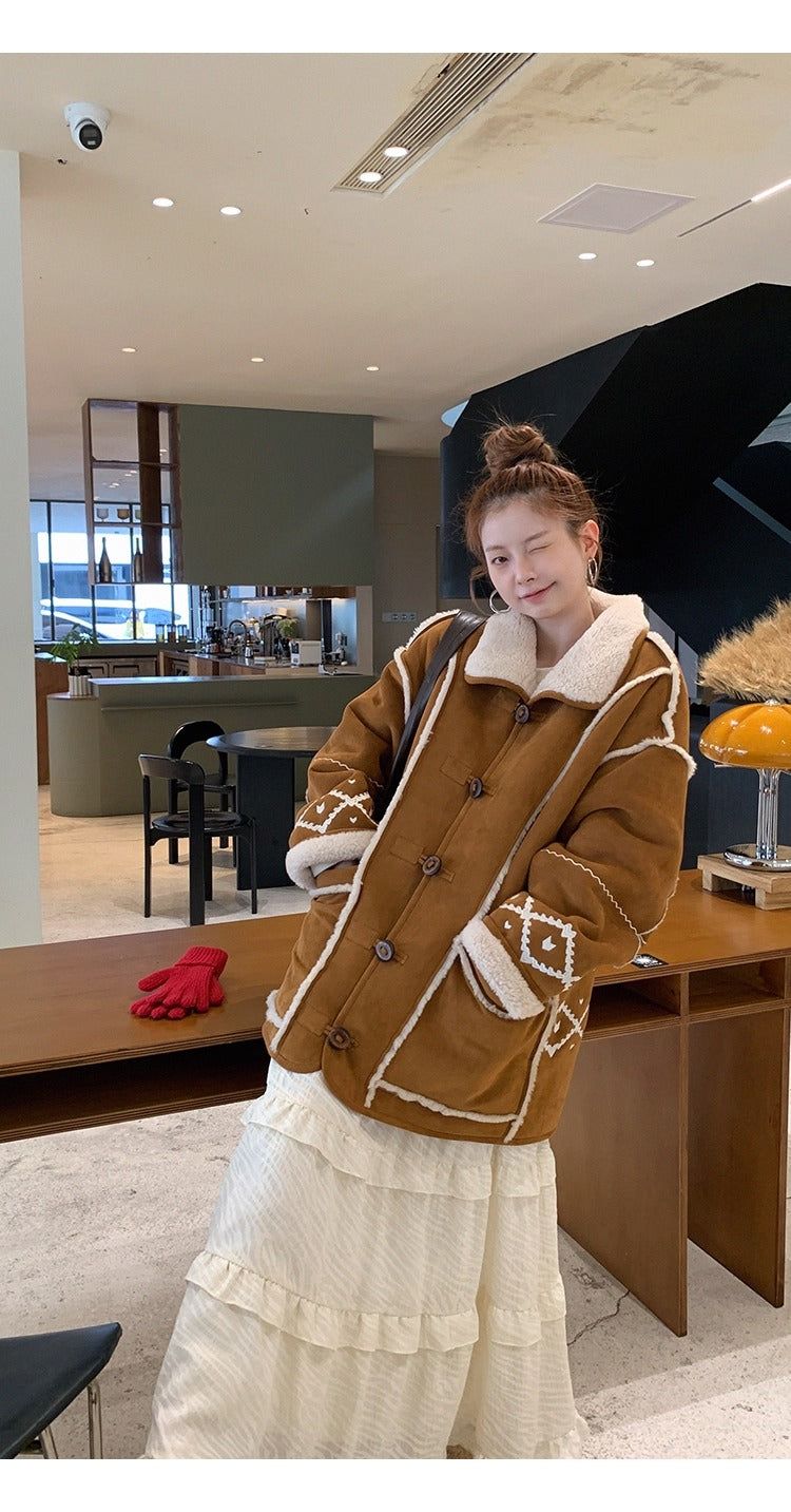 Camel suede oversized fit coat