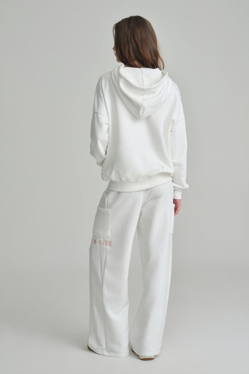NYC hooded zip-up, Ivory