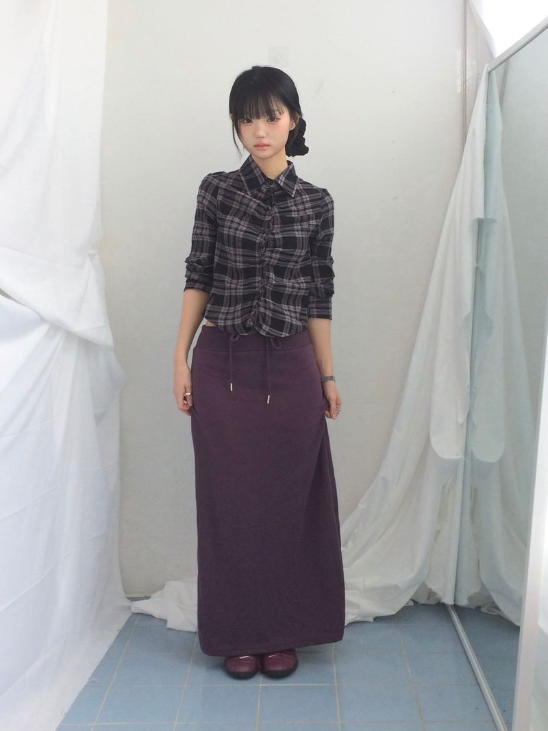 Slim Base String Long Skirt