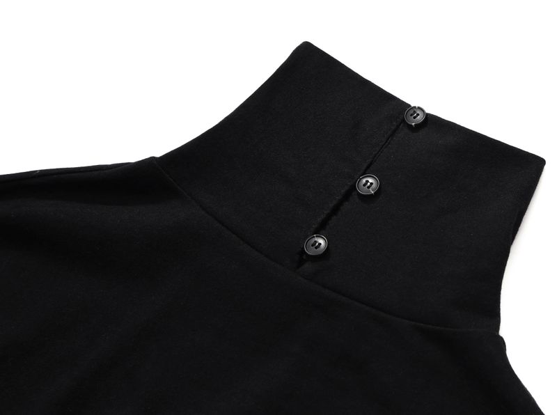 back button long sleeve chest tip turtle neck black