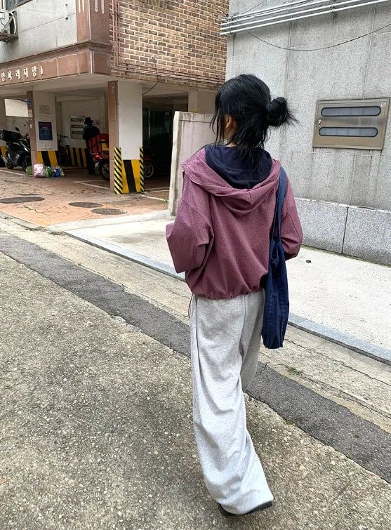 Quanta Check Loose-Fit Semi Crop Wind Jacket
