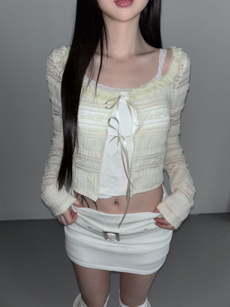 cream belt knit skirt(2 color)