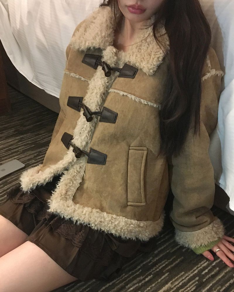 Semin Toggle Sherpa Fur Mustang Midi Jacket