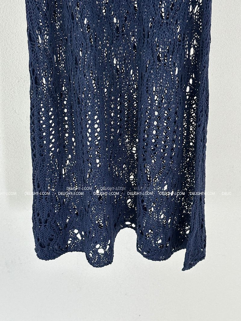 Punching Mesh Knit Bustier Long Dress