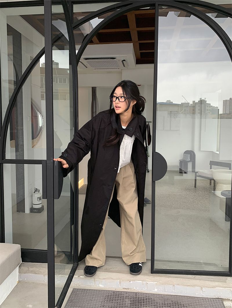 HIGH NECK MAXI TRENCH COAT (3C)