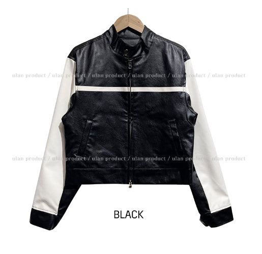 Peer One Track Crop Leather Jacket