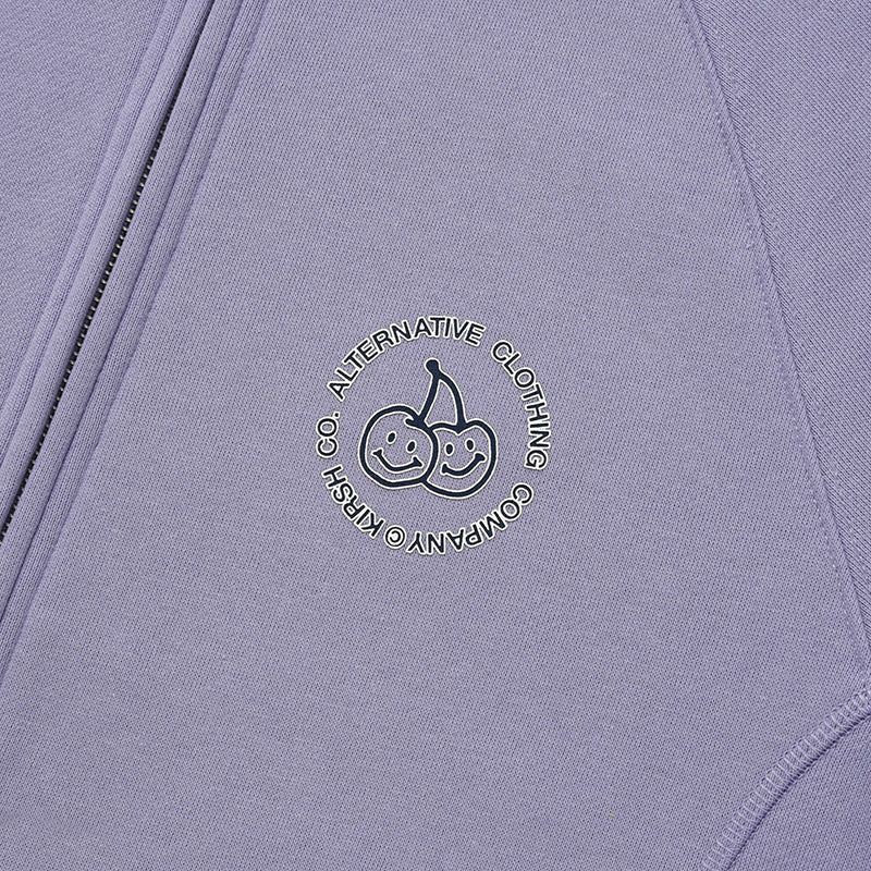 DOODLE CHERRY CIRCLE LOGO NAPPING HOODIE ZIP UP [LAVENDER]