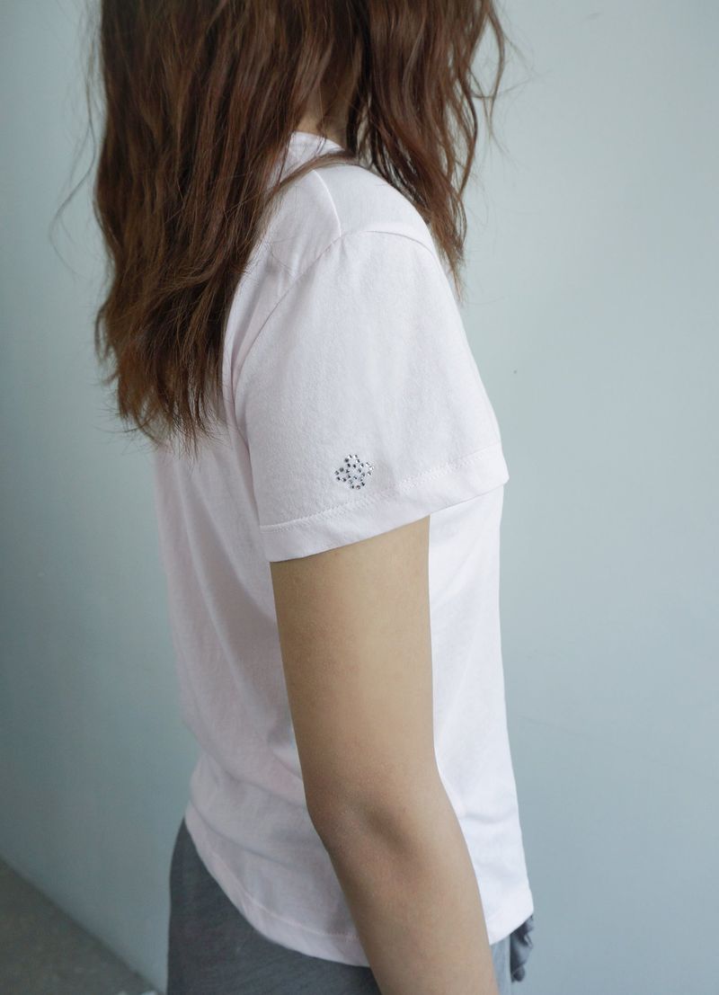 Hotfix detail Tee -Pale pink