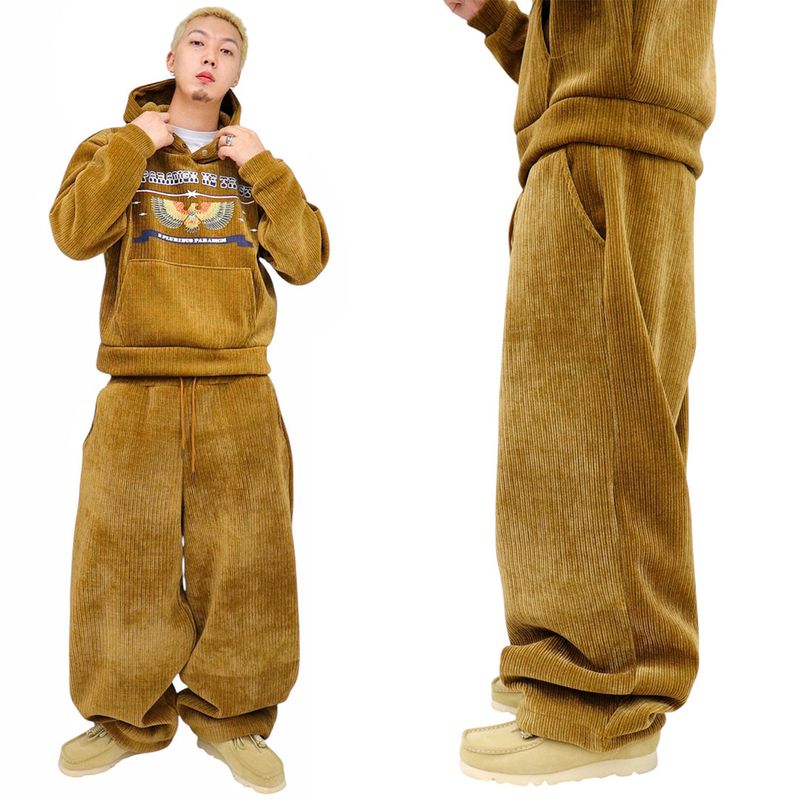 Wide corduroy mink napping pants