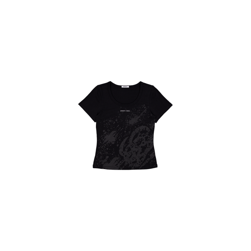 [UPDRAFT]PRINT COTTON CROP T-SHIRT BLACK
