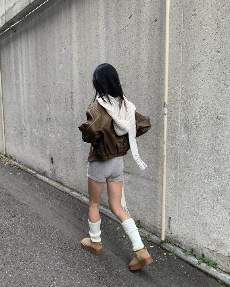 Fold leather jacket