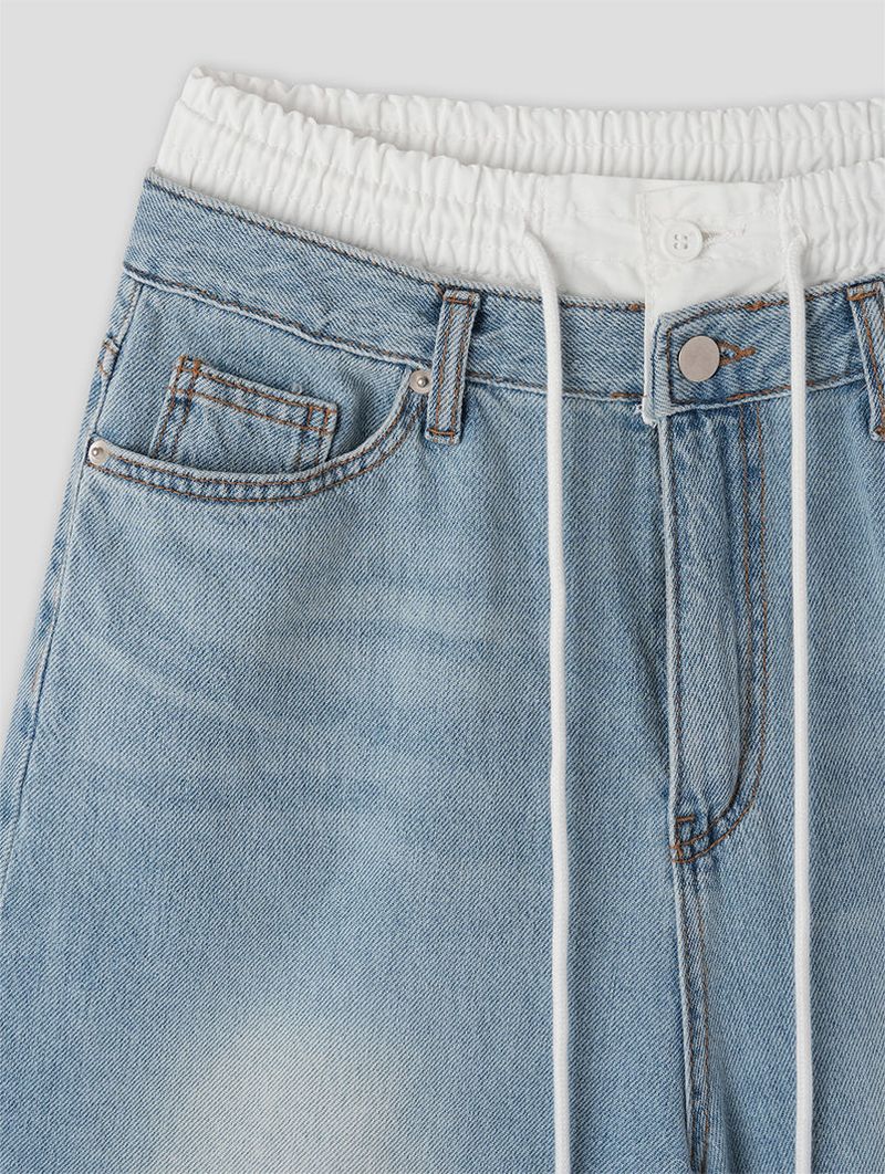LAYERED BAND BERMUDA JEANS