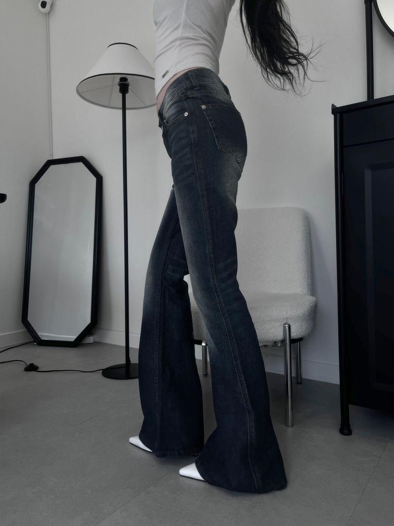 washed slub bootcut denim (2color)