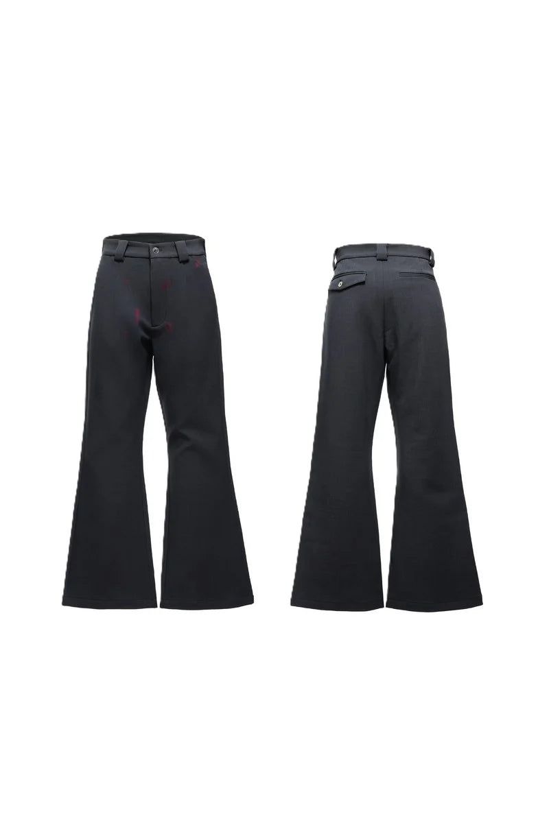 Lipstick Print Pleated Flare Trousers