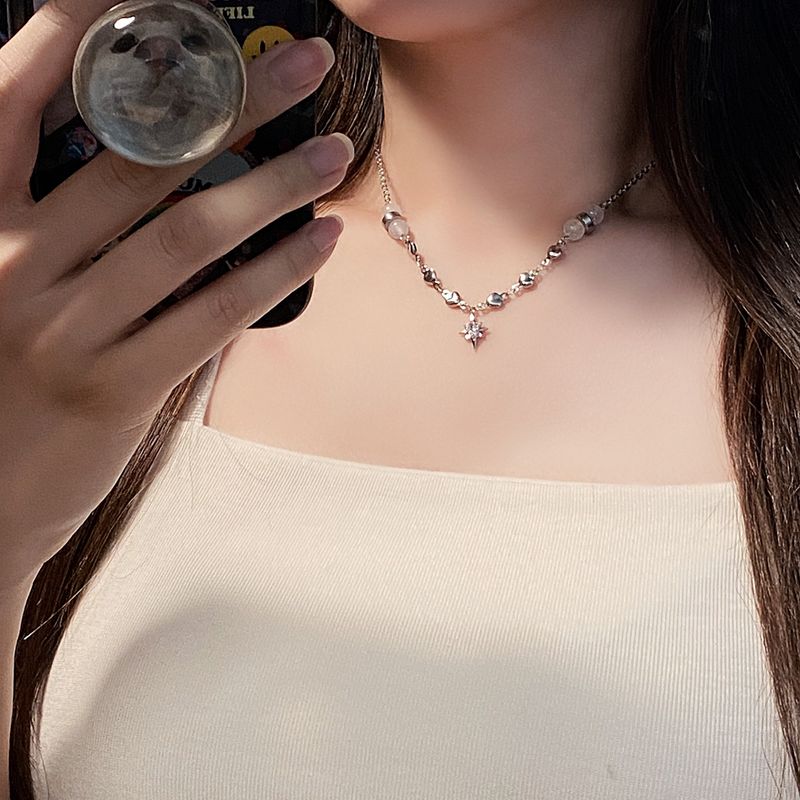 Crystal Heart White Jade Gemstone Necklace