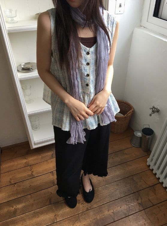 Mauve Wrinkle Pleated Long Muffler Scarf