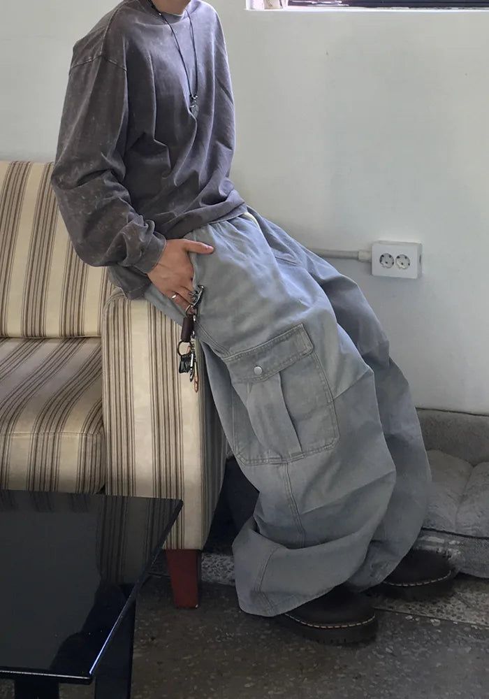 SEMIKAJI（セミカジ）の「BDウォッシュド サイド ポケット デニム バンディング パンツ（パンツ）」