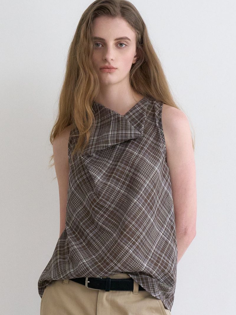 Celine cowl blouse (Check)