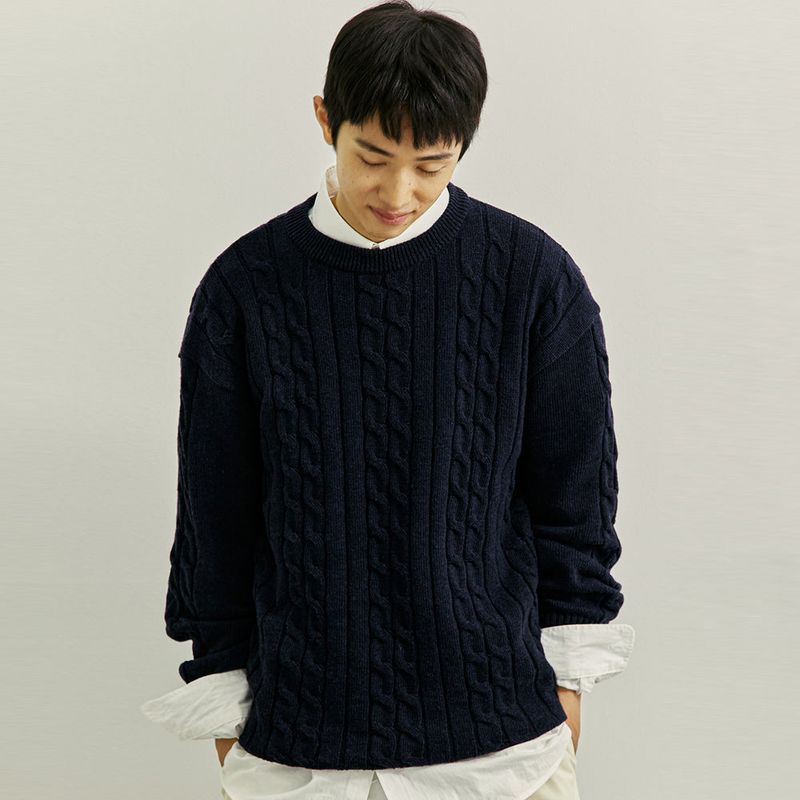 FTTS CHAIN CABLE SWEATER NAVY