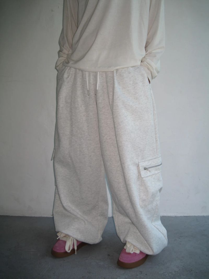 [UNISEX] Zipper Cargo Wide Sweatpants (2 Colors)