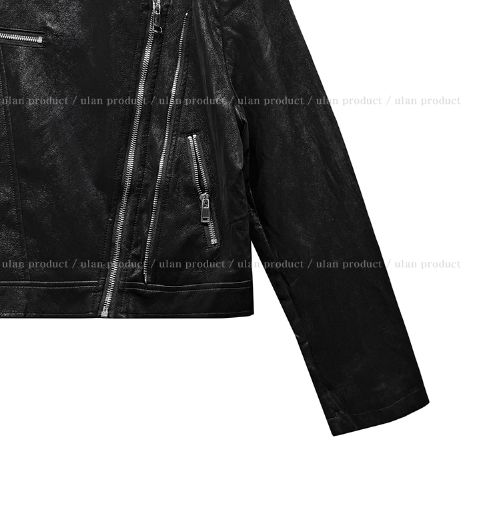 Dock Unbalance Zipper Crop Leather Jacket